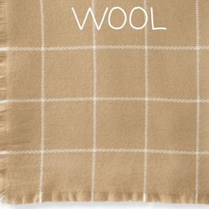 **Williams Sonoma 100% Wool Windowpane Blanket KING Tan MSRP$600